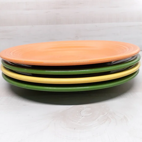 4 Fiesta Fiestaware Multi Color 10.5” Inch Dinner Plates Homer Laughlin. - Picture 1 of 12